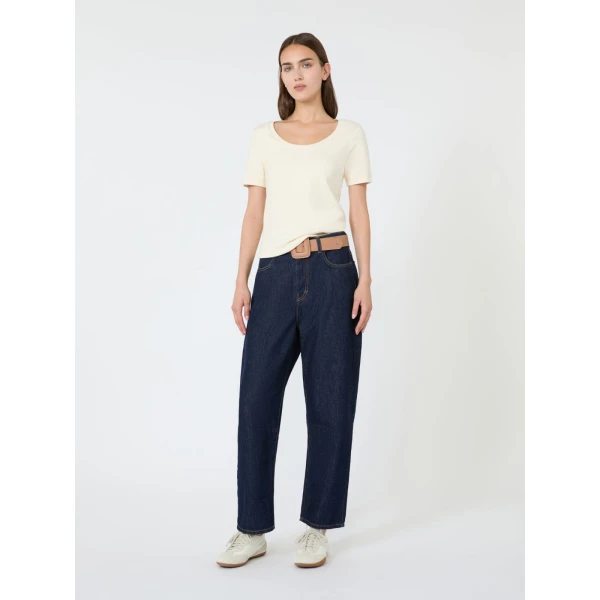 Max Mara Multij Fine Rib-Knit Jersey T-Shirt in Ivory | T-shirts | Luxury Shoes 
