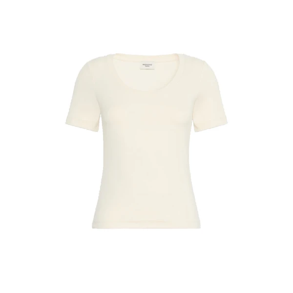 Max Mara Multij Fine Rib-Knit Jersey T-Shirt in Ivory | T-shirts | Luxury Shoes 