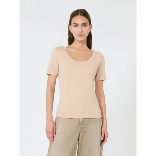 Max Mara Multij Fine Rib-Knit Jersey T-Shirt in Pink | T-shirts | Luxury Shoes 