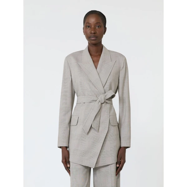 Max Mara Nasello Glen Plaid Wool Robe Coat in Olive Green | Wool Coat | Luxury Shoes 