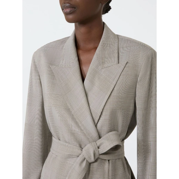 Max Mara Nasello Glen Plaid Wool Robe Coat in Olive Green | Wool Coat | Luxury Shoes 