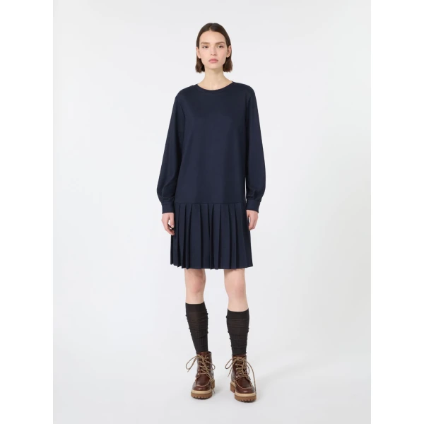 Max Mara Navetta Jacquard Jersey Mini Dress in Navy | Mini Dresses | Luxury Shoes 