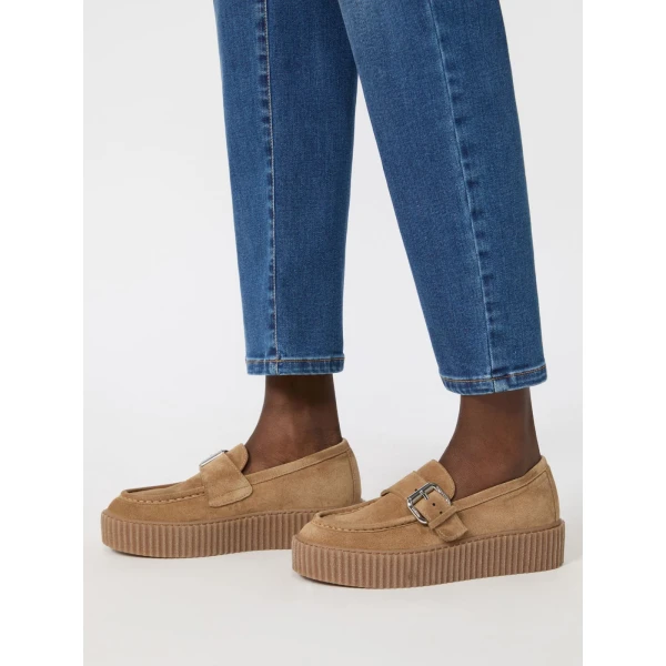 Max Mara Navetta Split Leather Loafers in Honey | Loafers | Luxury Shoes 