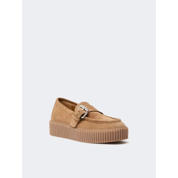 Max Mara Navetta Split Leather Loafers in Honey | Loafers | Luxury Shoes 