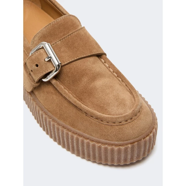 Max Mara Navetta Split Leather Loafers in Honey | Loafers | Luxury Shoes 