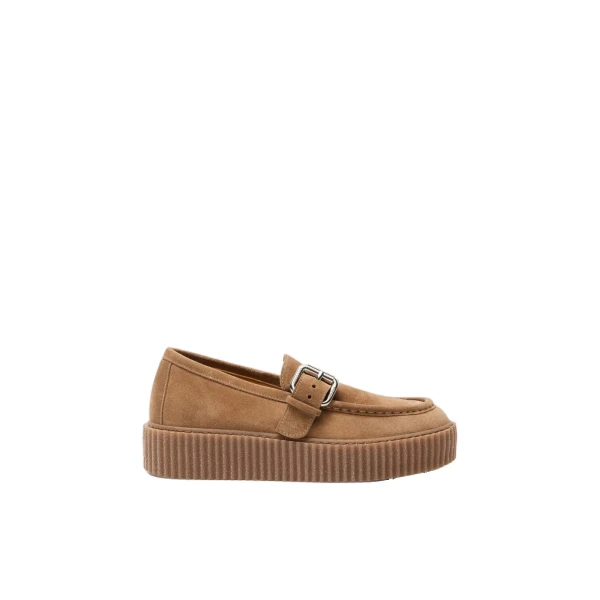 Max Mara Navetta Split Leather Loafers in Honey | Loafers | Luxury Shoes 