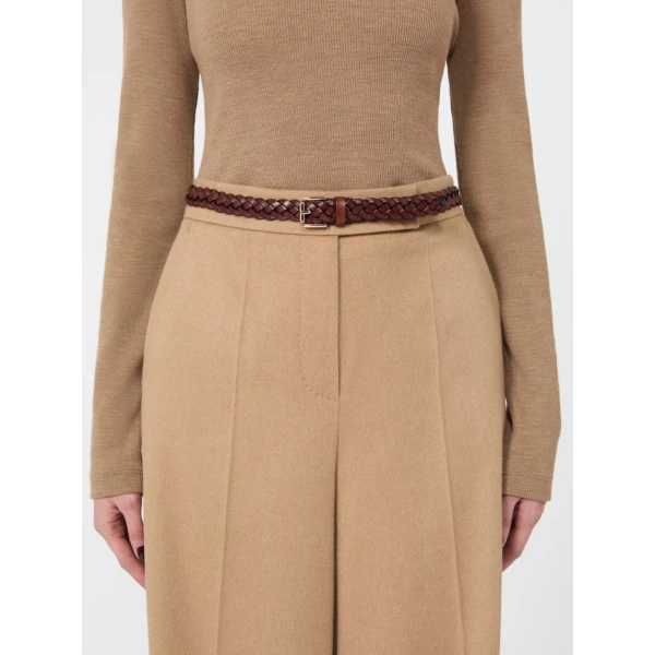 Max Mara Navetta Woven Leather Belt in Amber Brown | Belts | Luxury Shoes 