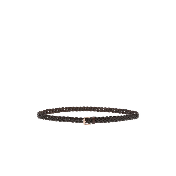 Max Mara Navetta Woven Leather Belt in Coffee | Belts | Luxury Shoes 