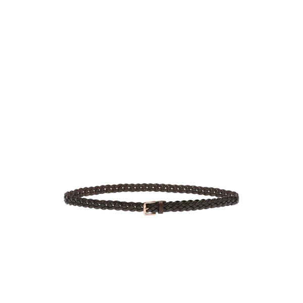 Max Mara Navetta Woven Leather Belt in Coffee | Belts | Luxury Shoes 