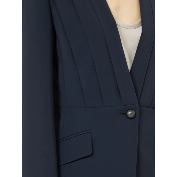 Max Mara Navile Single-Breasted Compact Cady Jacket in Midnight Blue | Blazers | Luxury Shoes 