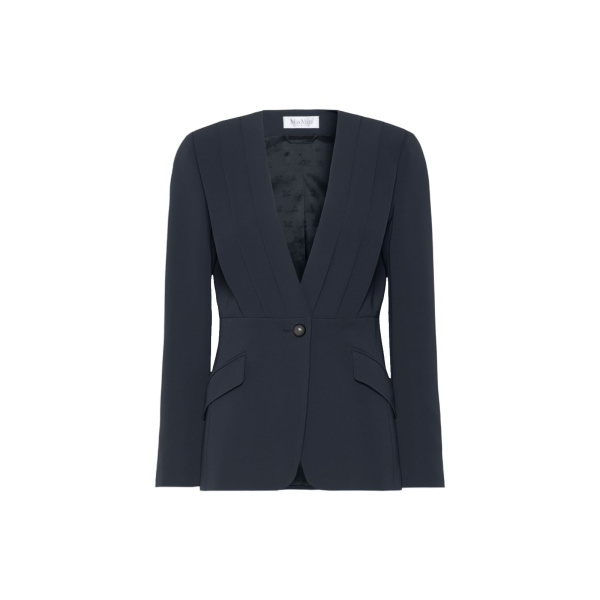 Max Mara Navile Single-Breasted Compact Cady Jacket in Midnight Blue | Blazers | Luxury Shoes 