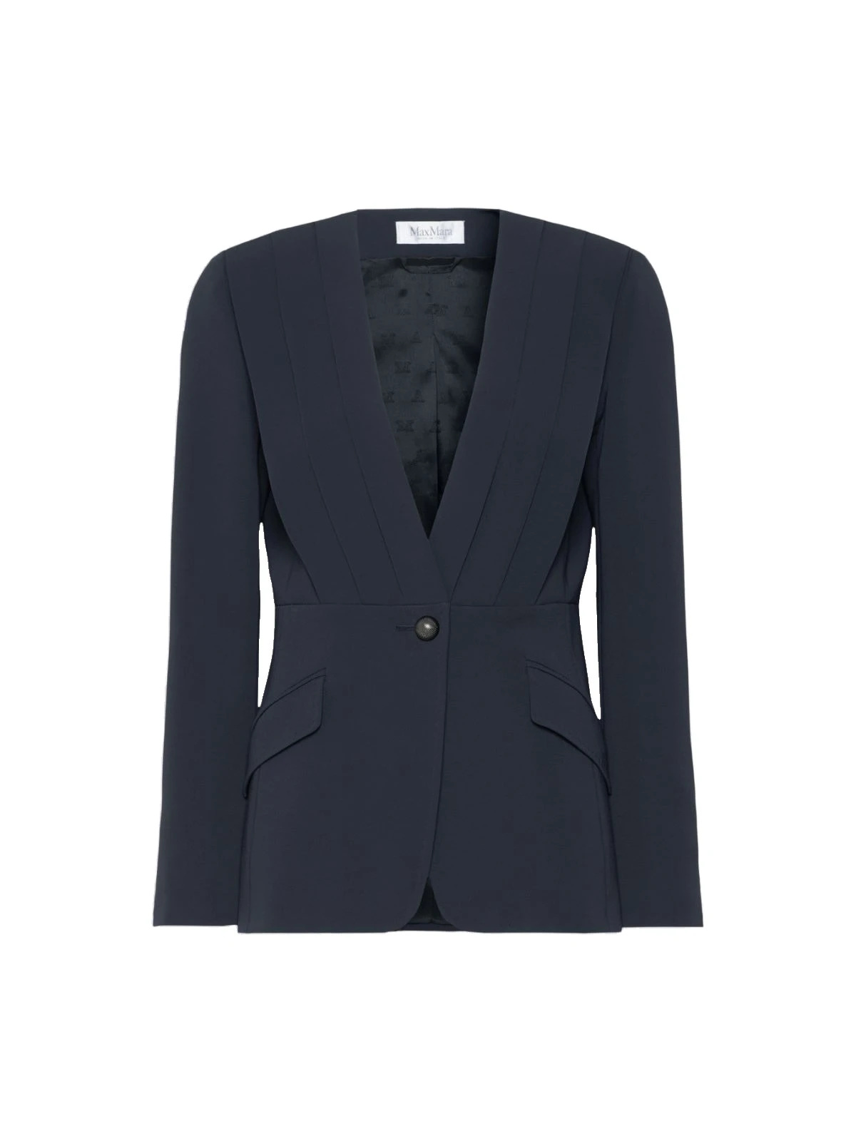 Max Mara Navile Single-Breasted Compact Cady Jacket in Midnight Blue Max Mara Navile Single-Breasted Compact Cady Jacket in Midnight Blue | Blazers | Luxury Shoes