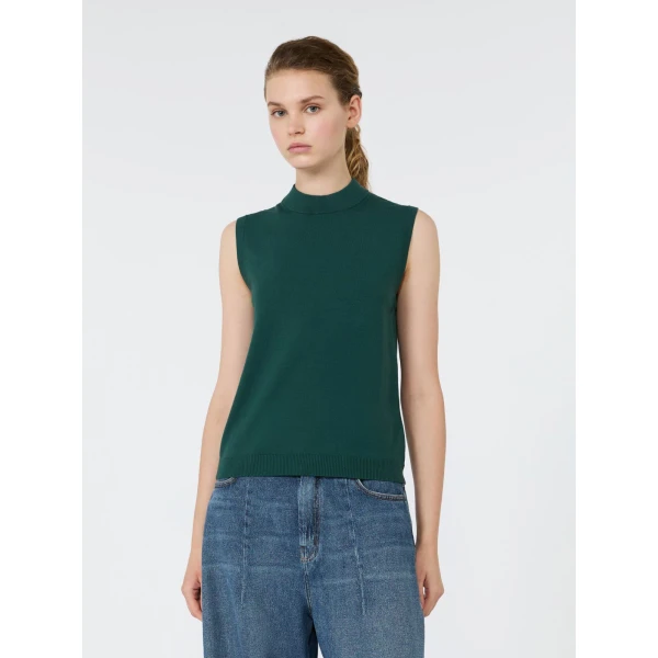 Max Mara Nazione Sleeveless Stretch Viscose Jumper in Green | Sweaters | Luxury Shoes 