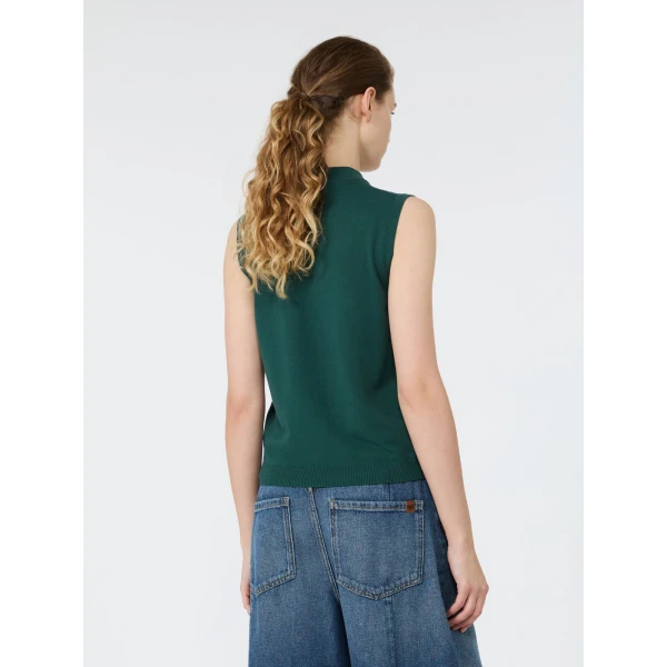 Max Mara Nazione Sleeveless Stretch Viscose Jumper in Green | Sweaters | Luxury Shoes 