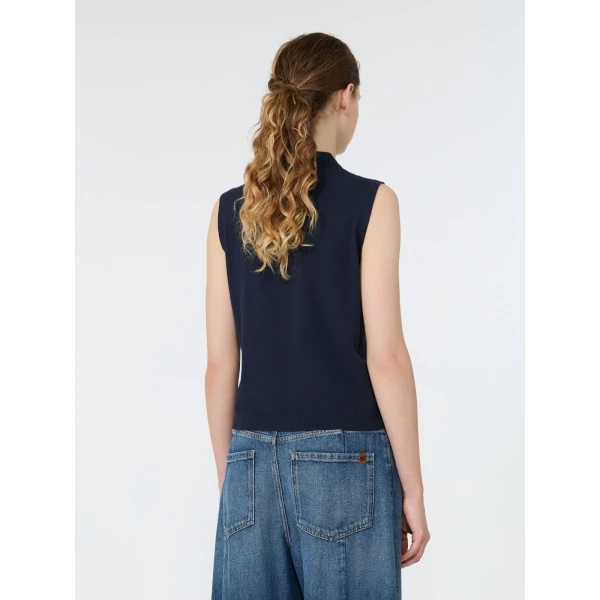 Max Mara Nazione Sleeveless Stretch Viscose Jumper in Navy | Sweaters | Luxury Shoes 