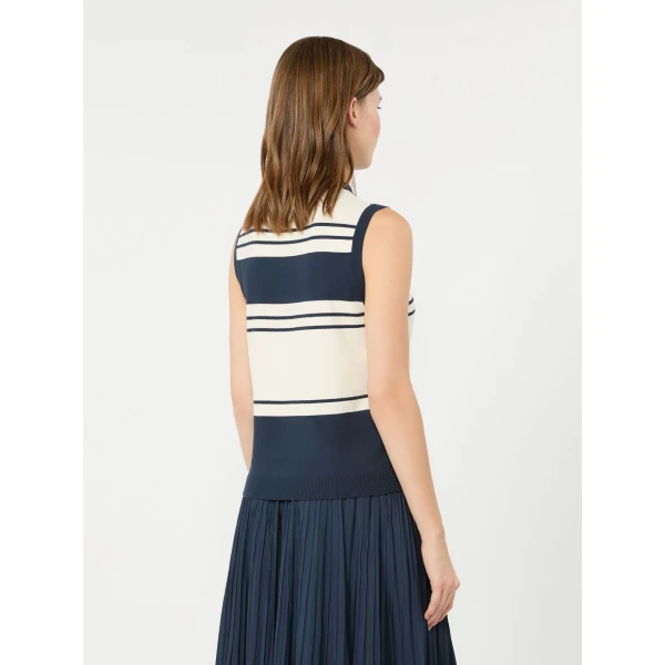 Max Mara Nazione Sleeveless Stretch Viscose Jumper in Navy Style 2 | Sweaters | Luxury Shoes 