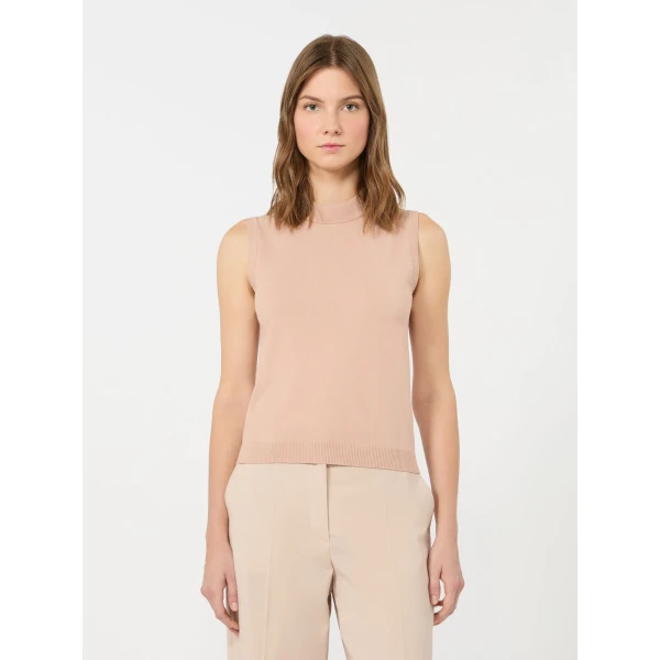 Max Mara Nazione Sleeveless Stretch Viscose Jumper in Pink | Sweaters | Luxury Shoes 