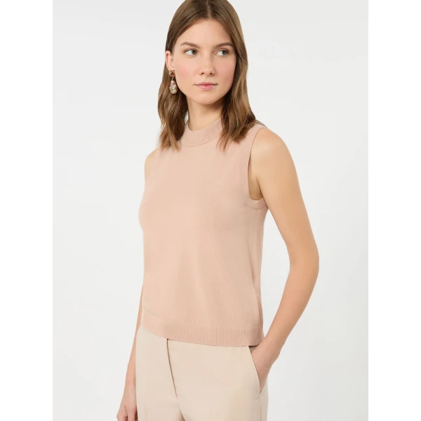 Max Mara Nazione Sleeveless Stretch Viscose Jumper in Pink | Sweaters | Luxury Shoes 