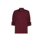 Max Mara Nebbie Cotton Poplin Ruffle-Sleeve Shirt in Ruby | Shirts | Luxury Shoes 