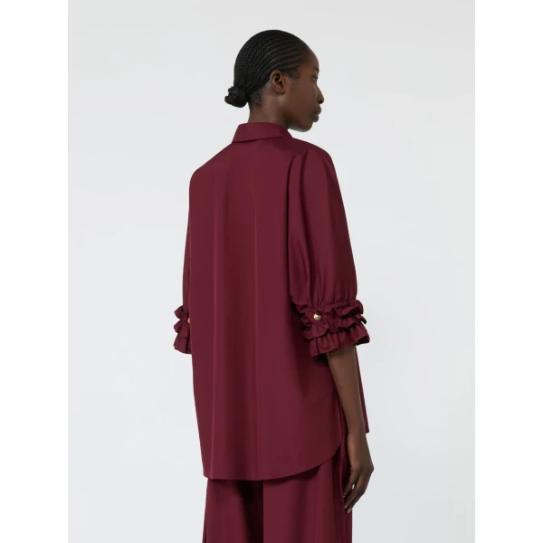 Max Mara Nebbie Cotton Poplin Ruffle-Sleeve Shirt in Ruby | Shirts | Luxury Shoes 