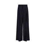 Max Mara Nebbie Pinstriped Wool Flannel Trousers in Navy | Wide leg pants | Luxury Shoes 