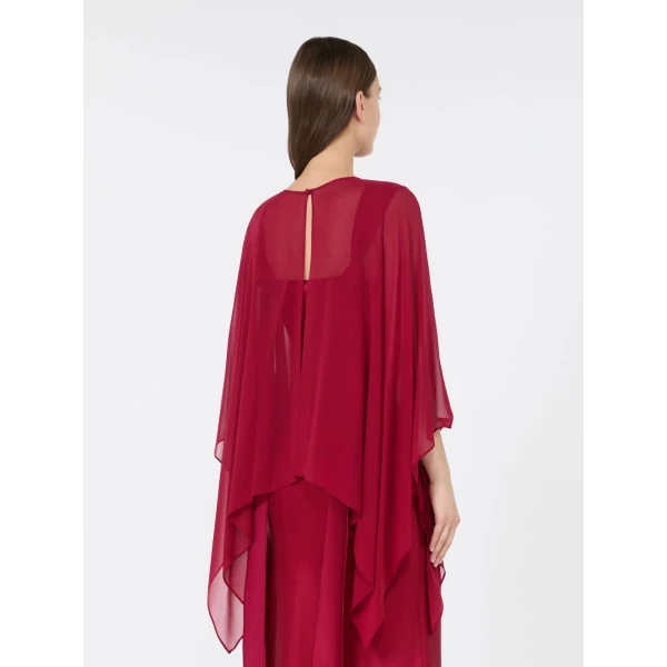Max Mara Nebbie Silk Georgette Cropped Cape in Ruby | Jackets | Luxury Shoes 