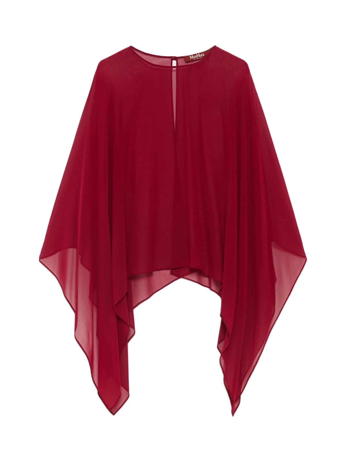 Max Mara Nebbie Silk Georgette Cropped Cape in Ruby Max Mara Nebbie Silk Georgette Cropped Cape in Ruby | Jackets | Luxury Shoes