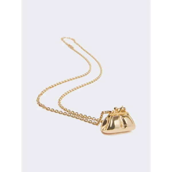 Max Mara Necklace with Pasticcino Bag Charm in Gold | Necklace | Luxury Shoes 