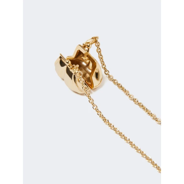 Max Mara Necklace with Pasticcino Bag Charm in Gold | Necklace | Luxury Shoes 