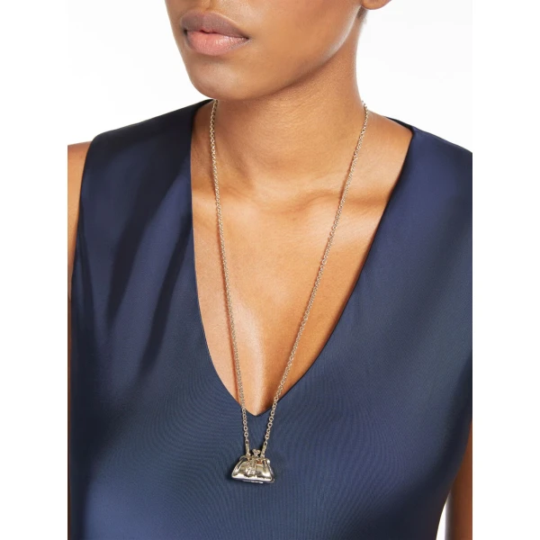 Max Mara Necklace with Pasticcino Bag Charm in Gold | Necklace | Luxury Shoes 