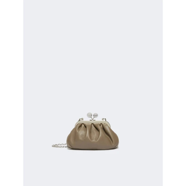 Max Mara Nembi Extra Small Shiny Sheepskin Pasticcino Bag in Mud | Mini Bags | Luxury Shoes 