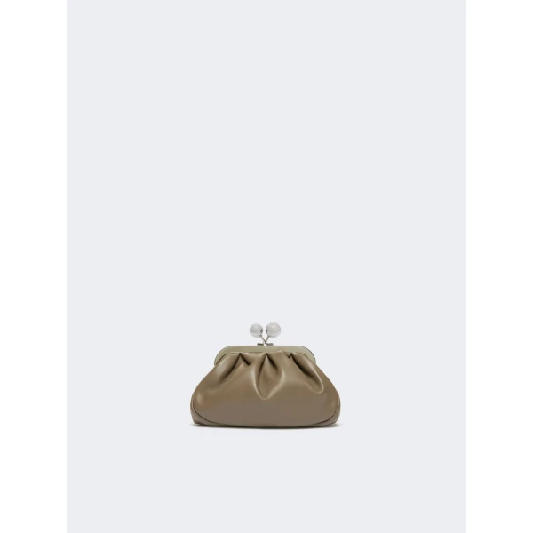 Max Mara Nembi Extra Small Shiny Sheepskin Pasticcino Bag in Mud | Mini Bags | Luxury Shoes 