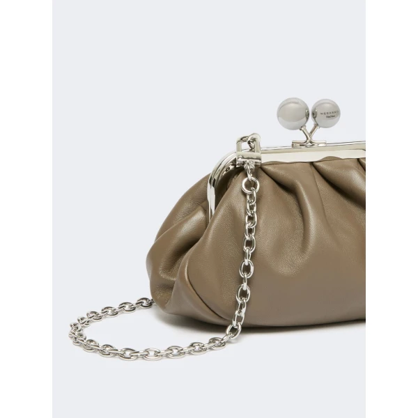 Max Mara Nembi Extra Small Shiny Sheepskin Pasticcino Bag in Mud | Mini Bags | Luxury Shoes 