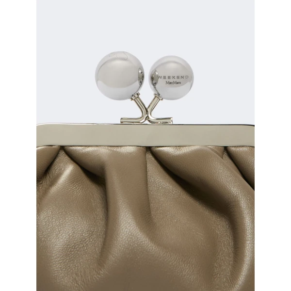 Max Mara Nembi Extra Small Shiny Sheepskin Pasticcino Bag in Mud | Mini Bags | Luxury Shoes 