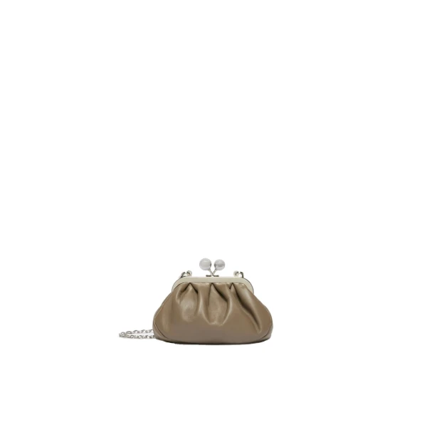 Nembi Extra Small Shiny Sheepskin Pasticcino Bag in Mud