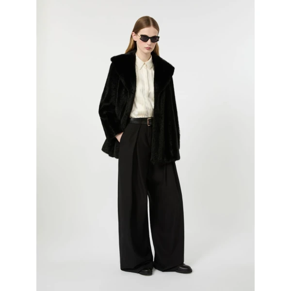 Max Mara Neo Flared Textured Short Coat in Black | Coats | Luxury Shoes 