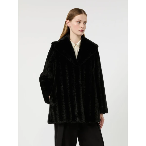 Max Mara Neo Flared Textured Short Coat in Black | Coats | Luxury Shoes 