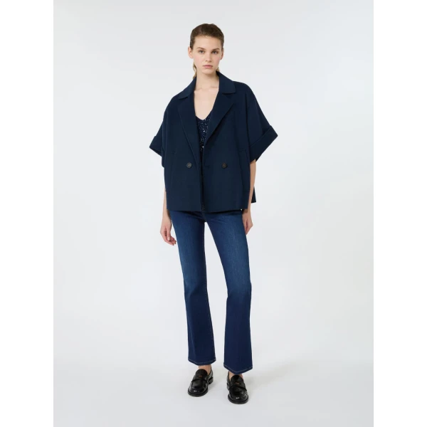 Max Mara Neo Short Double Wool Coat in Navy | Wool Coat | Luxury Shoes 