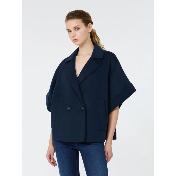 Max Mara Neo Short Double Wool Coat in Navy | Wool Coat | Luxury Shoes 