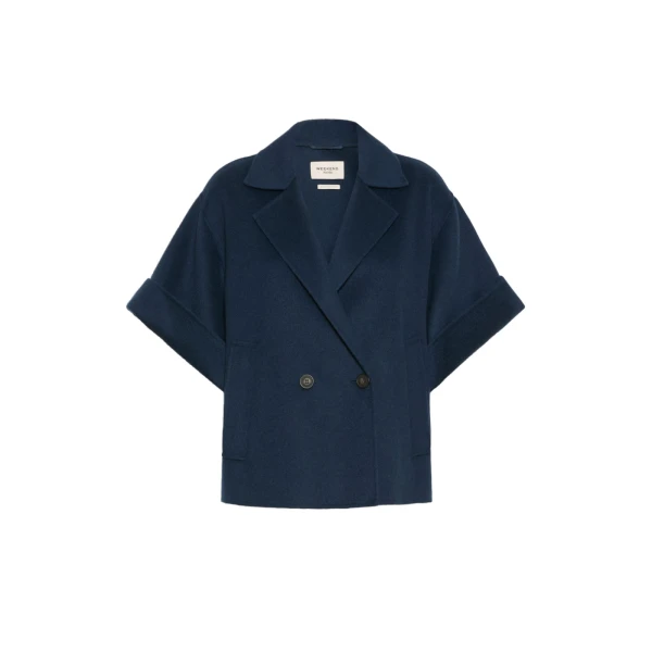 Max Mara Neo Short Double Wool Coat in Navy | Wool Coat | Luxury Shoes 