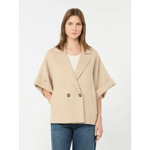 Max Mara Neo Short Double Wool Coat in Sand | Wool Coat | Luxury Shoes 