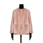 Max Mara Nerine Reversible Shearling Jacket in Powder Pink | Shearling Jackets | Luxury Shoes 