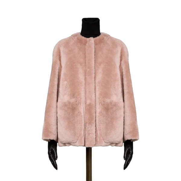 Nerine Reversible Shearling Jacket in Powder Pink