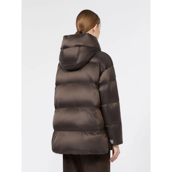 Max Mara Nerine Short Roomy Water-Repellent Puffer Jacket in Dark Brown | Jackets | Luxury Shoes 
