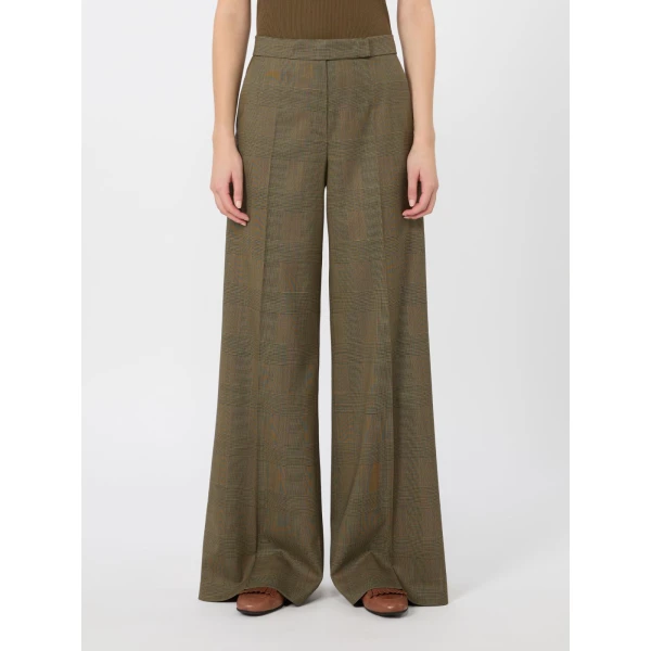 Max Mara Netto Glen Plaid Wool Trousers in Khaki | Tailored pants | Luxury Shoes 
