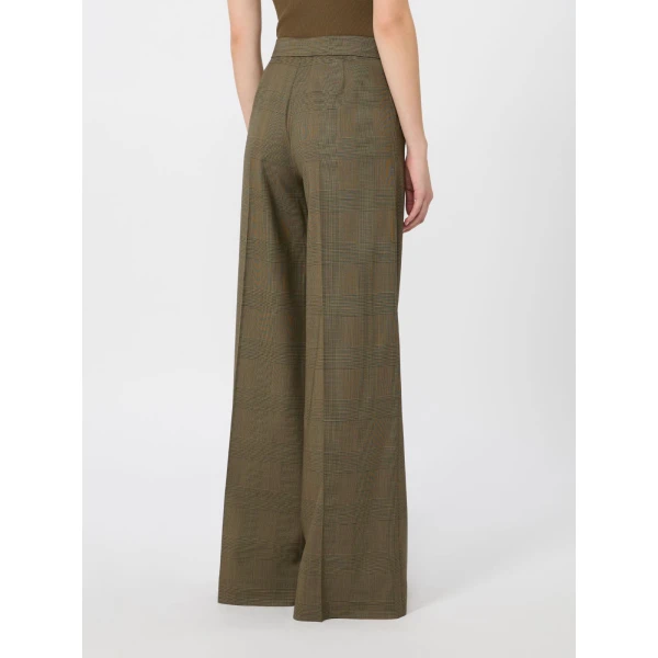 Max Mara Netto Glen Plaid Wool Trousers in Khaki | Tailored pants | Luxury Shoes 