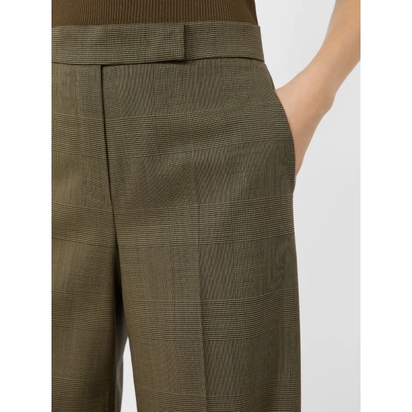 Max Mara Netto Glen Plaid Wool Trousers in Khaki | Tailored pants | Luxury Shoes 