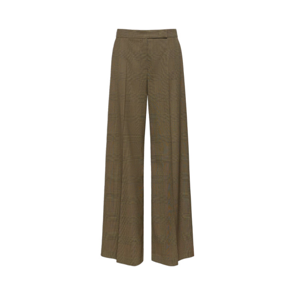 Max Mara Netto Glen Plaid Wool Trousers in Khaki | Tailored pants | Luxury Shoes 