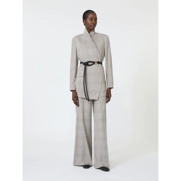 Max Mara Netto Glen Plaid Wool Trousers in Olive Green | Tailored pants | Luxury Shoes 