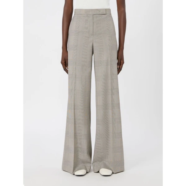 Max Mara Netto Glen Plaid Wool Trousers in Olive Green | Tailored pants | Luxury Shoes 